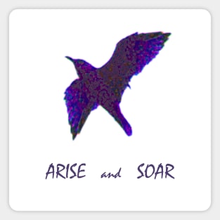 Go Higher with Arise and Soar Quote - with Purple Floral Bird Magnet